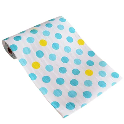 Produktbild von 300 cm Schubladenmatte umweltfreundlich feuchtigkeitsdicht niedliche Druckregalpapier Schrankschubladen-Tischmatte für Küche-Blaue Punkte