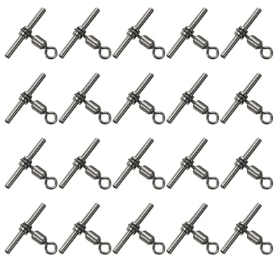 Productafbeelding van T-vormige 3-weg viswirbel - 20 stuks, 22 kg treksterkte