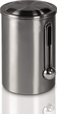 Image de Boîte en acier inox. pr 1 kg de grains de café, avec cuillère, argent.