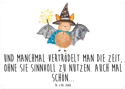 Produktbild von Mr. & Mrs. Panda tafel Fledermaus Zauberer DIN A6 - Weiß - Geschenk, Reinsteigern, Magier, Lustige Sprüche, Türschild, Schild, Blechschild, Frauen, Blechtafel, Wandbild