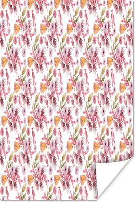Produktbild von MuchoWow® Poster Blumen - Rosa - Farben - Aquarell 120x180 cm - Kunstposter