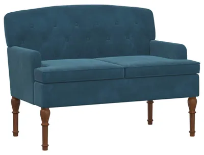 Image de vidaXL Canapé deux places avec capitonnage boutonné, bleu, 111 x 65 x 79 cm, en velours