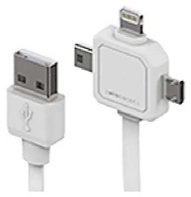 Produktbild von allocacoc Power USB Kabel 9002/UC80CN mit Light ning, Micro-USB und Mini-USB Anschlüssen, weiß