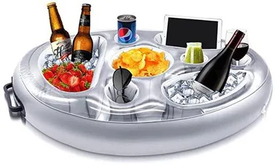 Produktbild von Opblaasbare Drijvende Ijsbak-Haus für Schwimmbadparty-Spielzeug-72x53x10 cm-Grijze Plastikbecherhalter
