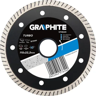Obrázok produktu pre Diamantový kotúč GRAPHITE 115 x 22,2 mm, turbo super tenký