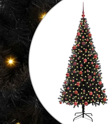 Image de vidaXL Arbre de Noël avec 300 LED avec support noir 180 cm PVC