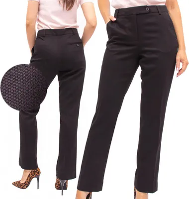 Immagine prodotto di FIRI: eleganti pantaloni da donna, comodi, a vita alta, taglie forti, neri, 60