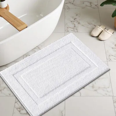 Immagine prodotto di Tappetino da bagno Unyqoos® 50 x 80 cm, bianco – realizzato in microfibra morbida e assorbente, con base in TPR antiscivolo, lavabile in lavatrice