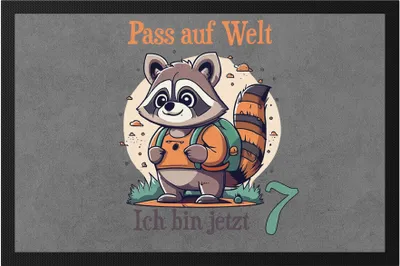 Produktbild von Pass auf Welt ich bin 7 Fußmatte Geburtstag Waschbär Junge Jahre