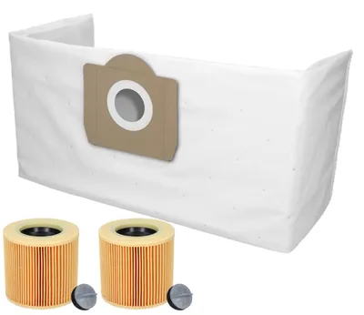 Productafbeelding van McFilter | 20 stofzuigzakken van vlies + 2 filterpatronen, geschikt voor Kärcher A2200, A2201, A2206, A2231, A2236, A2251, A2500, A2504, A2534, A2554, A2654, A2656, A2675 - Stofzuigzakken, KA39 –