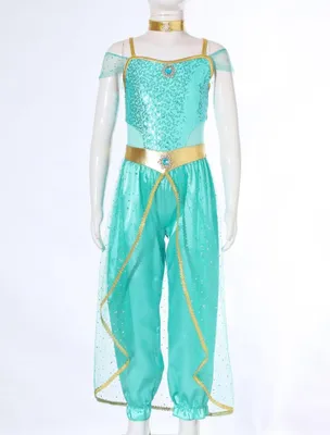 Produktbild von Zauberhaftes Arabische Prinzessin Kostüm – Glitzernder Bauchtanz Jumpsuit für Mädchen (Gr. 140) – Perfekt für Party, Fasching, Halloween & Karneval!
