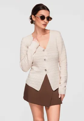 Produktbild von LARICA Figurbetonte Strickjacke mit V-Ausschnitt OW-SWCD-0100 beige L/XL