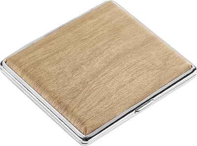 Produktbild von ZIGARETTENETUI "Wooden" für 20 Zigaretten Leder Holz Optik Zigarettenbox Zigarettendose Etui Case Box Dose 40 (Hellbraun)