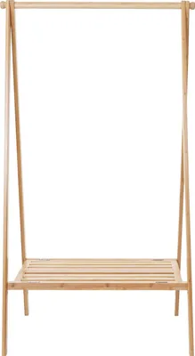 Zdjęcie produktu dla Stojący wieszak na płaszcze HWC-B82, wieszak na płaszcze, bambusowy składany 150x84x57cm