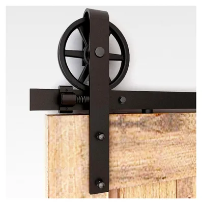 Produktbild von 200CM (6.6FT) Schiebetürbeschlag Set für Schiebetürsystem mit Laufschiene für eine Holztür