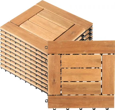 Obrázek produktu pro Izrielar 88 ks dřevěných dlaždic, sada 1 m², vhodné jako dlaždice na terasu a balkon, z akáciového dřeva, 30 x 30 cm, pro zahradní terasu a balkon