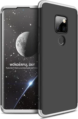 Produktbild von Hülle für Huawei Mate 20 360 Grad Schutz mit Displayglas Bumper Cover Mate 20 Farbe: Schwarz, Silber