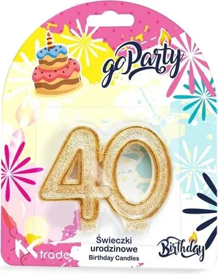 Produktbild von Geburtstagskerze „40“ mit Goldglitter – GoParty