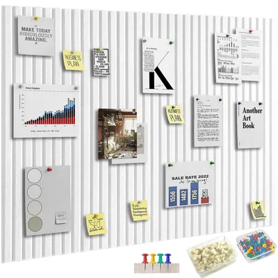 Produktbild von Filz-Pinnwand 120×90 cm, selbstklebend, Korkplatte mit 70 Reißzwecken, 9 mm, dekorative Pinnwand, Visionboard für Büro, Zuhause, Kinderzimmer (weiß, 12 Stück)