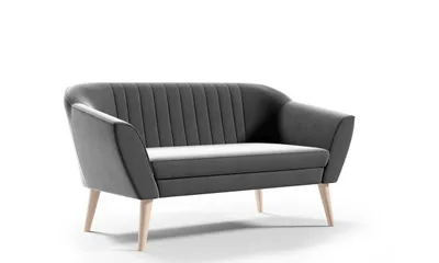 Produktbild von GUTTO Sofa 2 Sitzer -- SUZI -- Grau Sitzbank Samt Holzfüße Schnelle Lieferung skandinavischer Stil - schöne Steppung