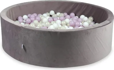 Image de Piscine à balles 700 pièces 130x40 velours violet : blanc, perle rose clair, opalescent