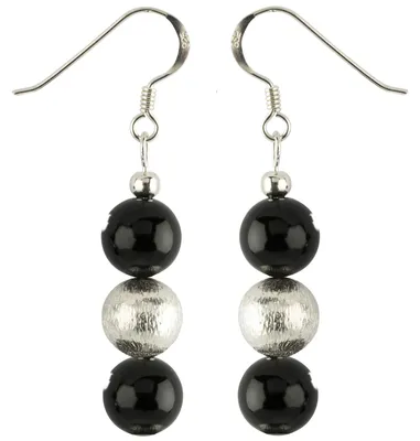 Produktbild von Ohrringe Ohrhänger aus echtem Onyx & 925er Silber Ohrhaken Ohrschmuck Damen
