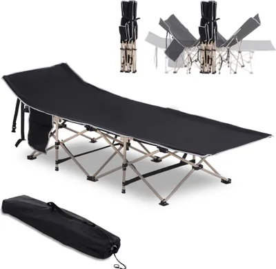Produktbild von Feldbett faltbar mit Tragetasche, 190x68x52cm Oxford Schwarz für Camping