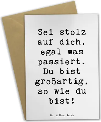 Produktbild von Mr. & Mrs. Panda neujahrskarte Spruch Mit Enttäuschungen umgehen Stolz - Weiß - Geschenk, osterkarte, einladungskarten, Vertrauem, Zuversicht, so wie du bist, überwinden