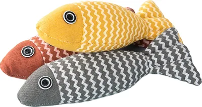 Produktbild von 2/3-teiliges Katzenspielzeug mit Fischen, weicher, ausgestopfter Fisch aus Leinen mit Knistergeräuschen und Katzenminze, interaktives Kickerspielzeug für Kätzchen