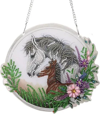Image de Kit de peinture diamant 5D pour enfants et adultes - Thème : cheval - Matériel de loisirs créatifs et décoratifs
