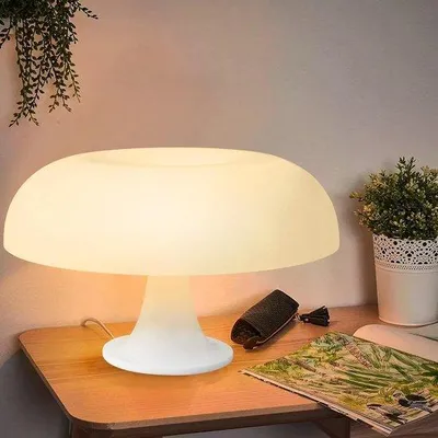 Produktbild von Retro-Design-Tafellampe mit 3 Lichtfarben - LED-Lampe für Schlafzimmer, Büro oder Leserraum - nostalgische Paddenstoel-Lampe für Nachtkasten - Bar-Lampe - Dekolampe