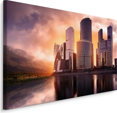 Produktbild von Fabelhafte Canvas LEINWAND BILDER 100x70 cm XXL Kunstdruck Wolkenkratzer Stadt Gebäude