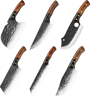 Produktbild von Set Küchenmesser MA-39196 - 6-teiliges Messerset aus Edelstahl mit Holzgriffen KP39196