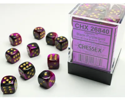 Produktbild von Chessex Gemini W6x36 Black-Purple/Gold