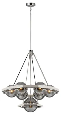 Zdjęcie produktu dla Żyrandol Harper polerowany nikiel 7xE14x60W metal wym:237,5x81,3x81,3cm IP20 Quintiesse