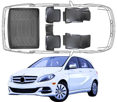 Produktbild von 3D Fußmatten & Kofferraumwanne Auto Set Kompatibel mit Mercedes B Klasse W 242/W 246 2011 - 2018