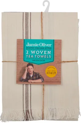 Produktbild von Jamie Oliver Rustic Italian Geschirrtücher-Set, 2-tlg., Geschirrtuch, Geschirrhandtuch, Küchenhandtuch, Baumwolle, Dunkelbraun Gestreift, 70 x 50 cm, 546023