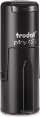 Produktbild von Trodat ovaler PRINTY 4612, rund max. 12 mm, Gehäuse schwarz, individuelle Stempelplatte mit Ihrem Wunschtext, Stempelkissen schwarz