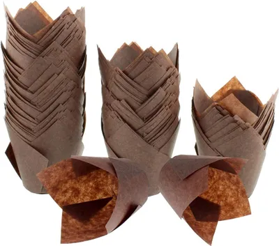 Obrázek produktu pro 200 ks obalů na tulipánové košíčky Přírodní pečicí papír nepromastitelný Svatební narozeninová párty Miminko (hnědé)
