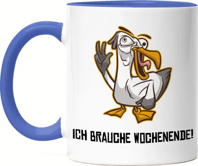 Produktbild von Ich brauche Wochenende Tasse Blau Möwe Verrückt Sarkasmus Feierabend