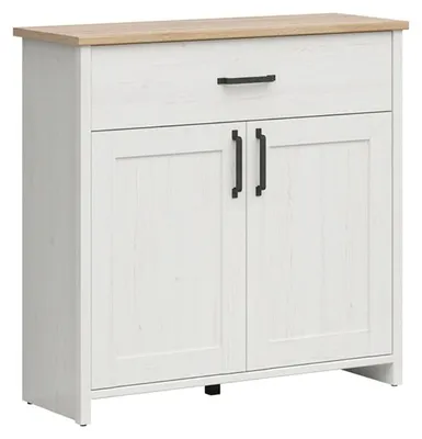 Produktbild von Buffet Aksel mit 1 Schublade und 2 Türen, Weiß und Holzoptik, 102cm