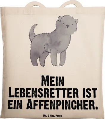 Produktbild von Mr. & Mrs. Panda Tote Bag Affenpincher Lebensretter - Transparent - Geschenk, Shopping Tasche, Jutebeutel, Beutel, Einkaufstasche