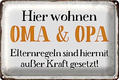 Produktbild von Blechschild Spruch 18x12cm hier wohnen Opa und Oma Retro