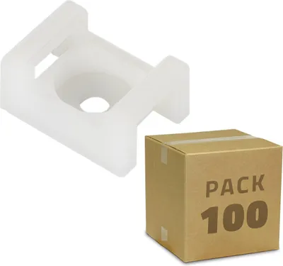 Produktbild von 100er Pack Halterung für Kabelbinder Weiß