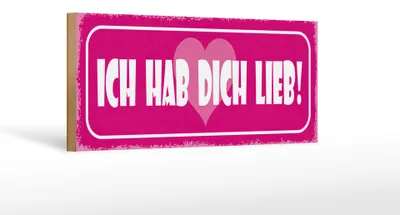 Produktbild von Holzschild Spruch 27x10cm ich hab dich lieb Herz
