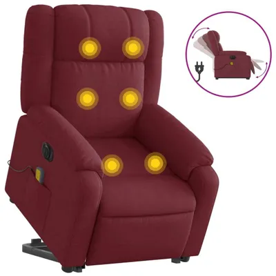 Image de Fauteuil inclinable de massage électrique Rouge bordeaux Tissu