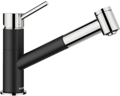 Produktbild von Blanco Einhebel Küchenarmatur mit herausziehbaren Auslauf KANO-S VARIO chrom schwarz matt glänzend 527963