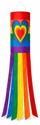 Windsack Herzform Regenbogenfarben 100 cm