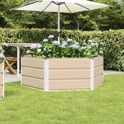 Produktbild von "Schlussverkauf" Pflanzkübel im Garten - 1 pc - Blumenbeet/Gartenbeet - Elfenbein 129x129x45 cm Stahl  C13502