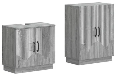 Imagen del producto de vidaXL Juego de dos armarios de baño HOORN, color gris Sonoma